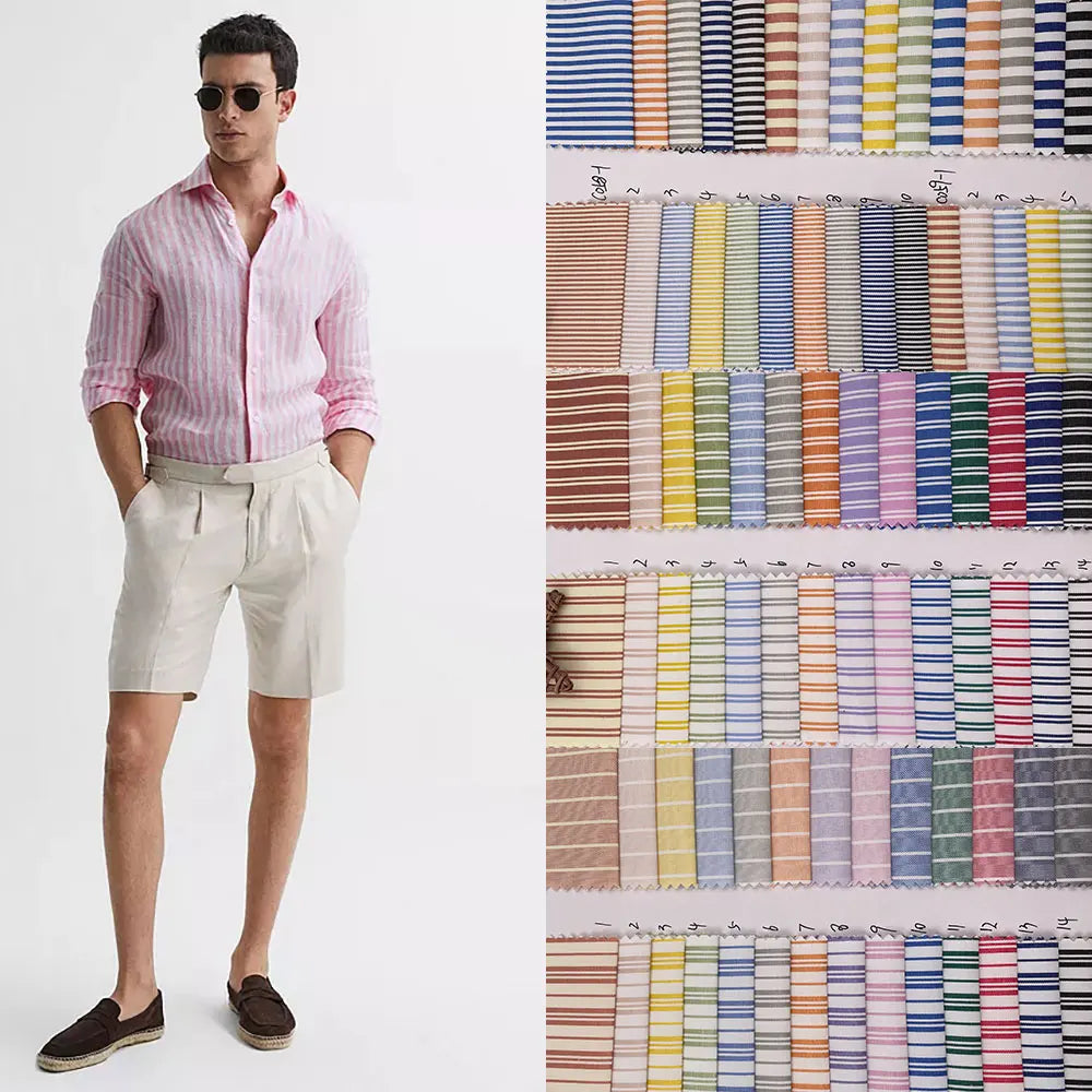 Wholesale Super Soft Woven Stripe Yarn Dyed School Uniform Skirt Fabric Microfiber Material Herringbone Slub Style for Lining