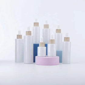 Empty Flat Shoulder Pearl White Glass Dropper Bottles Cylinder Shape 20ml 30ml 40ml 50ml 60ml 80ml 100ml for Essential Oil Serum