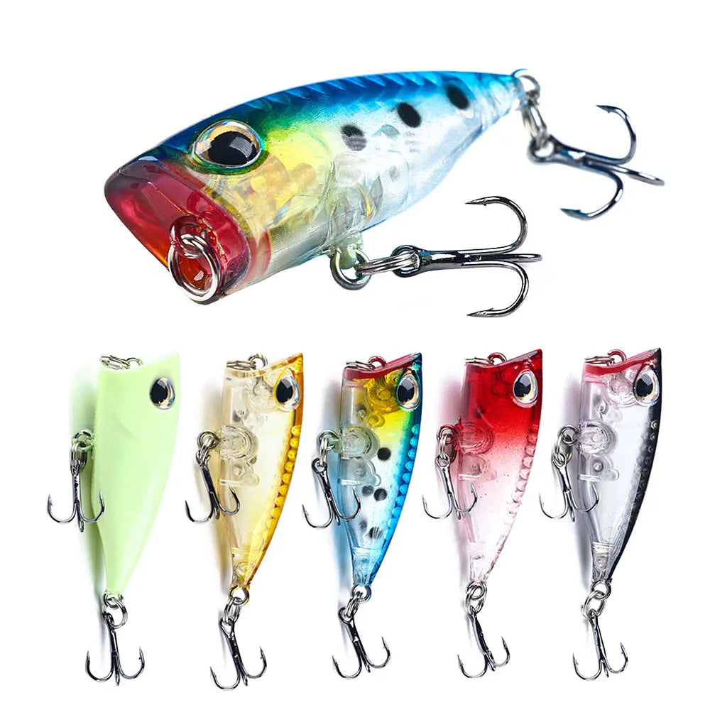 Wholesale PO033 4cm 3.5g Artificial Hard Plastic Baits Floating Mini Popper Fishing Lures with OPP Bag Packaging