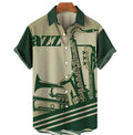 Wholesale Summer Cool Short Sleeves Customized Musical Instrument Print Hawaiian Shirts for Men 3xl 4xl 5xl