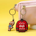 Hot Sale Xmas Christmas Carabiner Keychain Cozy Red Sweater Cute Hot Cocoa Design PVC Eco-Friendly for Business Promotions