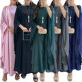 2024 Turkish Islamic Clothing Solid Color Elegant Open Abaya for Muslim Women  Muslim Abaya