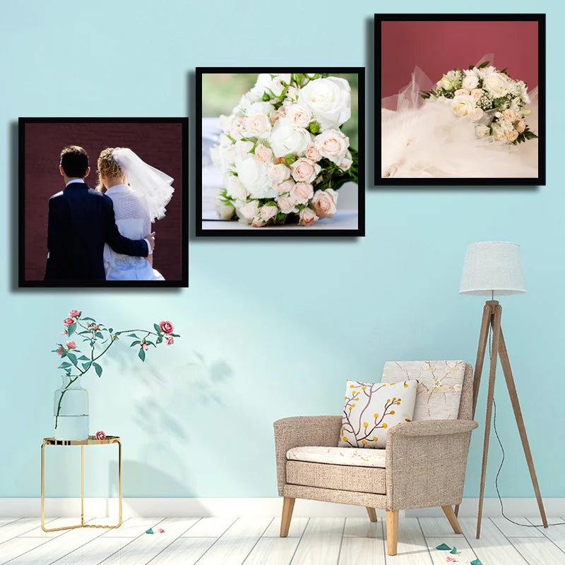 Picture Frame Collage Home Decoration Accessories Simple Wall Black Tiles Photo Frames Wholesale 8x8 Square White Plastic Modern