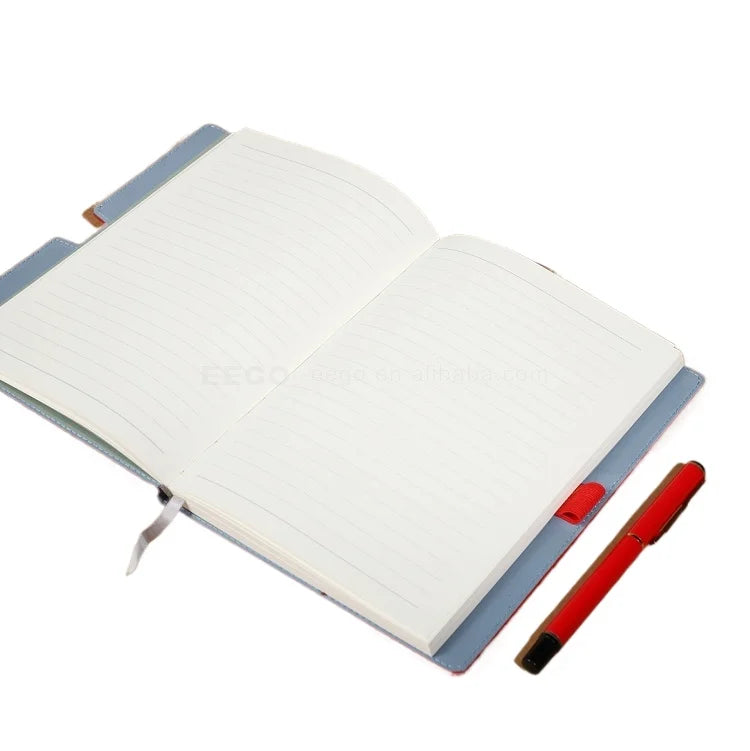 Custom A5 Notebook Embossed Luxury Premium PU Leather Hardbound Journal with Saddle Stitching Personalised New Products Logo