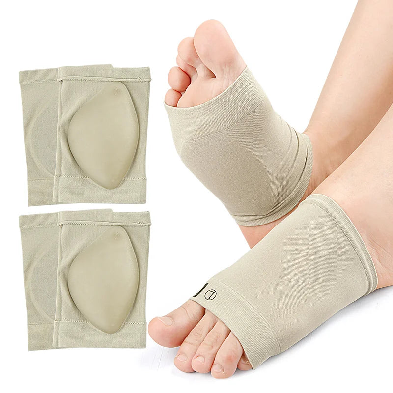 Compression Arch Support Sleeve Cushioned Arch Support Soft Elastic Reusable Gel Pad Fabric Arch Socks for Flat Foot Pain Relief