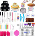 466 PCS Baking Set With Springform Cake Pans Set Cake Decorating Supplies Kit Rotating Turntable Stand Russian Nozzles for Cake