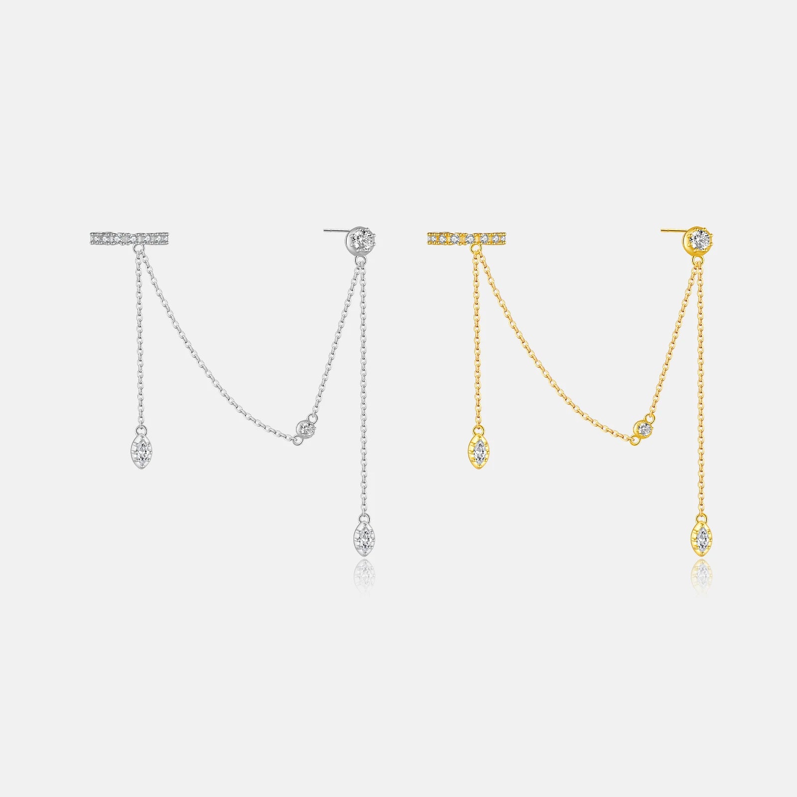 FUAMAY Fashion 925 Sterling Silver Drop Earrings Single Dainty Marquise Drop Pave Piercing Ear Cuff Earrings