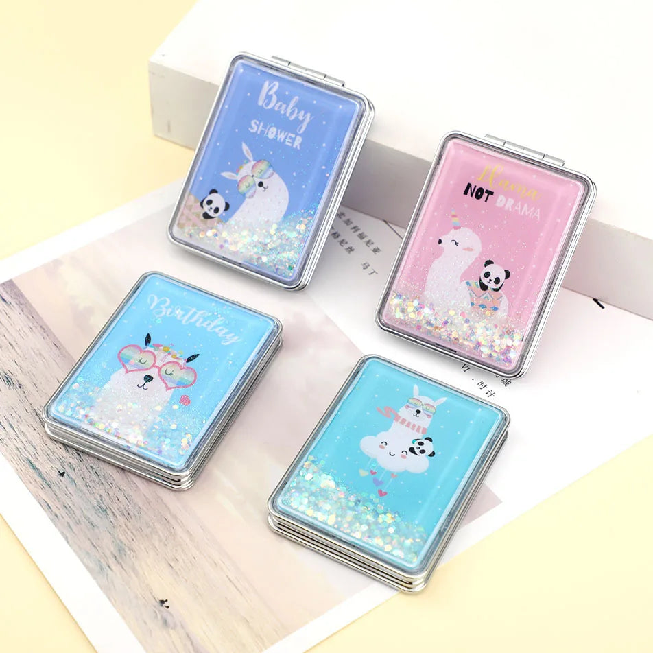 Gectangular Custom Compact Mirror Cosmetic Cocket Mirror Wholesale Mini Quicksand Mirror
