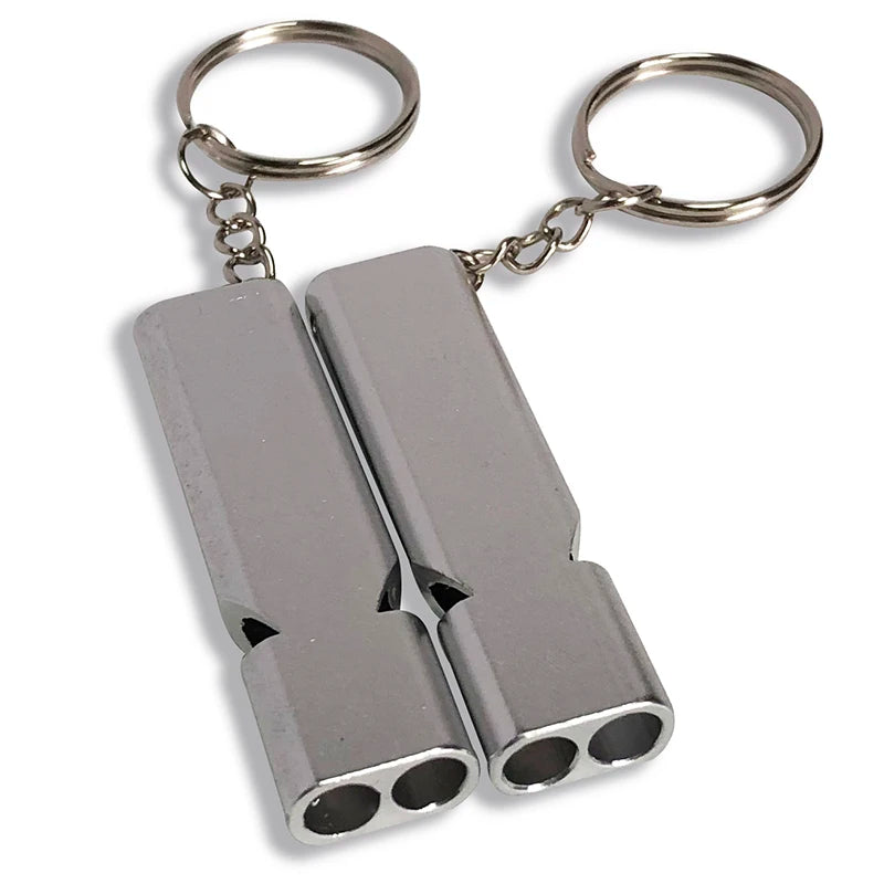 Custom 100 Db Double Holes Key Chain Loudest Aluminum Emergency Survival Keychain Whistle