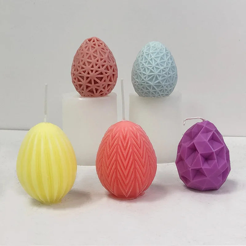 Handmade Easter Geometric Eggs Silicone Candle Mold Aromatherapy Eco-Friendly Opp Bag
