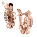 FJ Fallon Fashion Jewelry Clover Earrings Plated in Rose Gold Two Tone Brass Based