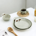 Solhui Ceramic Sloth- Design Oatmeal Salad Yogurt Bowl and Plate Cute Tableware Set