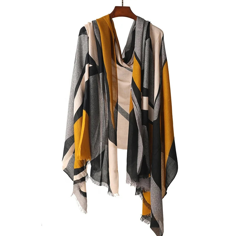 New Style Customize  Winter Ladies 10% Cashmere/90% Modal Printing  Bright Color Scarf for Women  Lightweight