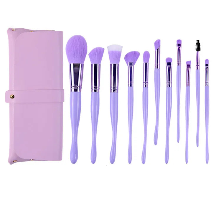 New Design Synthetic Foundation Professional Private Label Customized Purple Makeup Brushes With Bag
