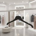 Factory Wholesale Suit Black Hangers Custom Logo Coat Suit Shirt  Hanger Brand Clothing Store Display Plastic Hangers