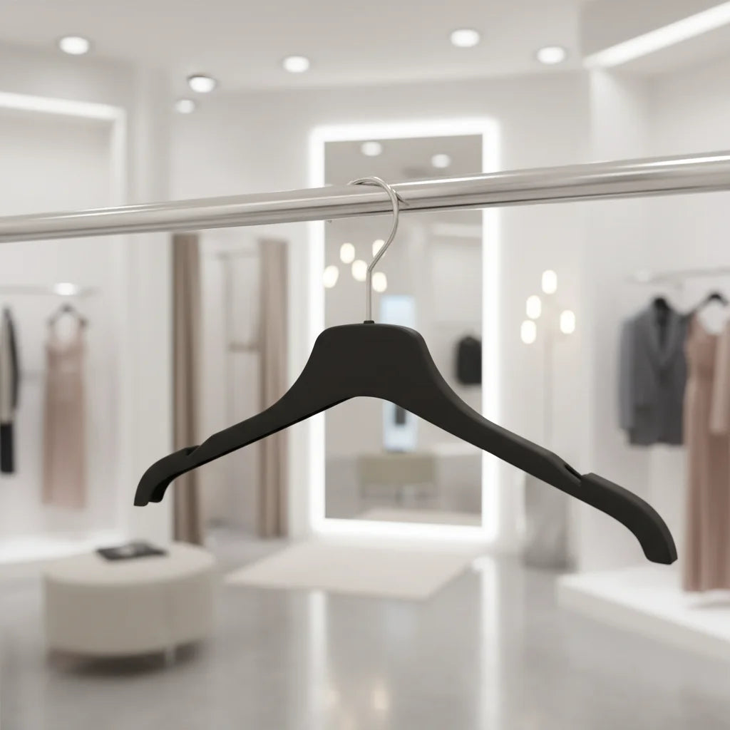 Factory Wholesale Suit Black Hangers Custom Logo Coat Suit Shirt  Hanger Brand Clothing Store Display Plastic Hangers