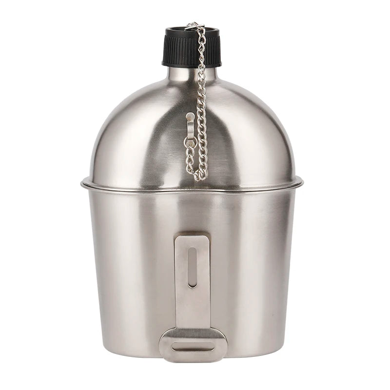 1/1.3L Stainless Steel Sports Water Canteen Bottle Camping & Hiking Water Container with Cup for Outdoor Adventures
