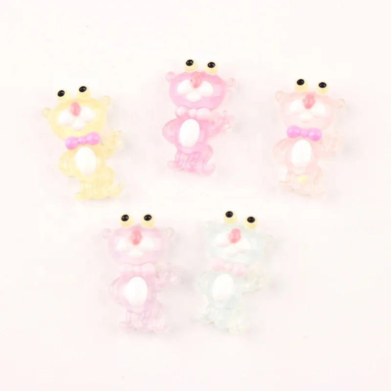 Resin Jelly Cartoon Pink Panther Flat Back Resin Charms Cabochon for Slime Filler Kid DIY Mobile Phone Keychain Decoration Craft