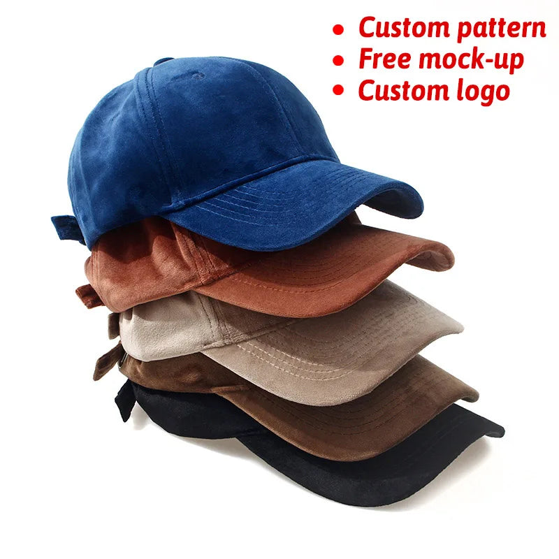 Custom Sublimation 3D Puff Embroidery Logo 6 Panel Velvet Trucker Sporty & Formal Suede Baseball Cap for Women & Men