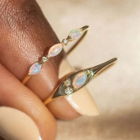 Women Fashion Jewelry Micro Set Crystal Oval Opal Ring Cheap Rings Vintage 18K Gold Plated Thin Vintage Rings for Women Girls