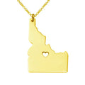 SC Hot Sale Fashion Heart Choker Necklace Stylish Stainless Steel Necklace Trendy American Map Idaho Pendant Necklace for Women