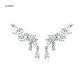 FUAMAY White Pave Diamond Cluster Studs Earrings Twinkling CZ Angel Wing Crawler Geometric Gold Plated Boucle D'oreille En Gros