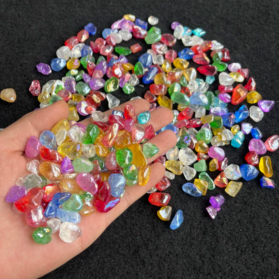 Wholesale Aura Mixed Color Quartz Gravel Clear Quartz Tumbled Stone Colorful Aura Crystal Chips
