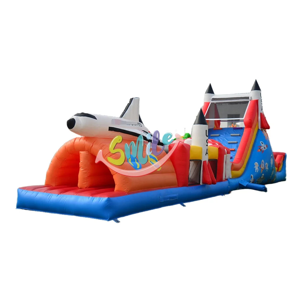 Wholesale Rocket Large Bouncy with 2 Slides Inflatable Land Barrier Castle Party Theme Inflatable Bouncy Obstacle