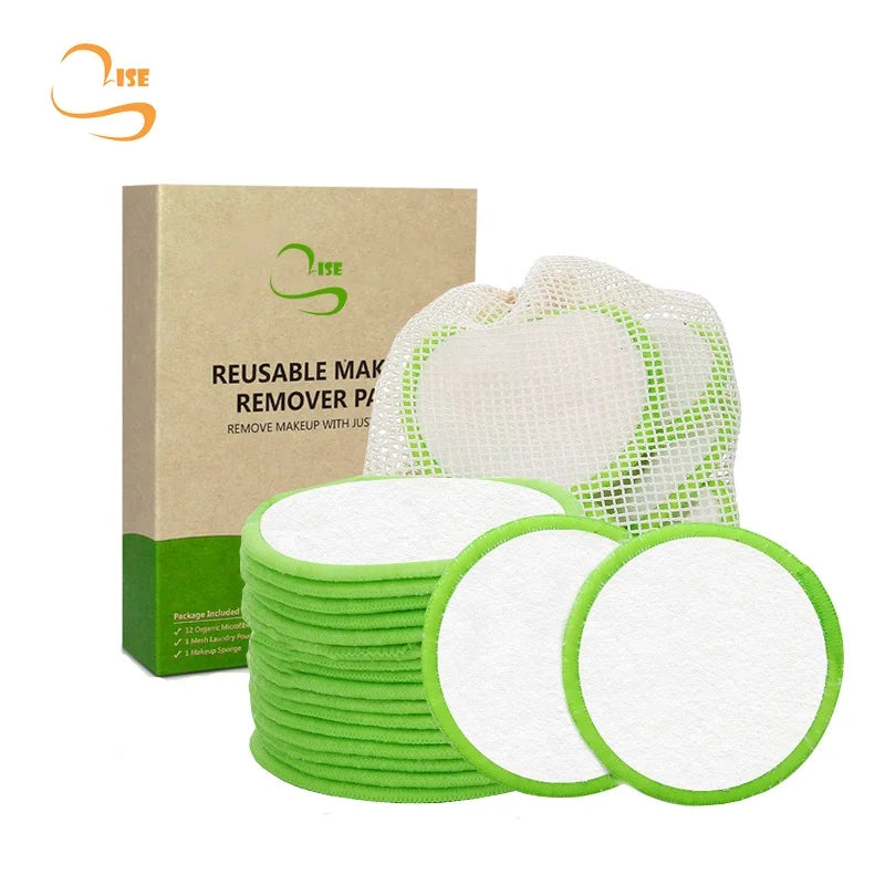 3.15" Round Reusable Bamboo Terry Facial Cleansing Pads Laundry Bag Set Chemical Free All Skin Soft Magic Bamboo Makeup Remover