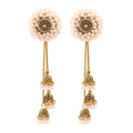 Wholesale Gold Plated Round Shape With Lct Stone Flower Design Bahubali Style Jhumki Earring for Women