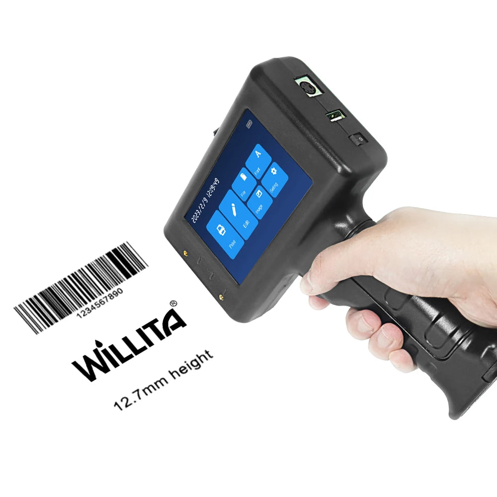 Willita 12.7mm WLD-L1 Handheld Inkjet Printer 600DPI Date Logo Barcode Coder Batch Coding Machine
