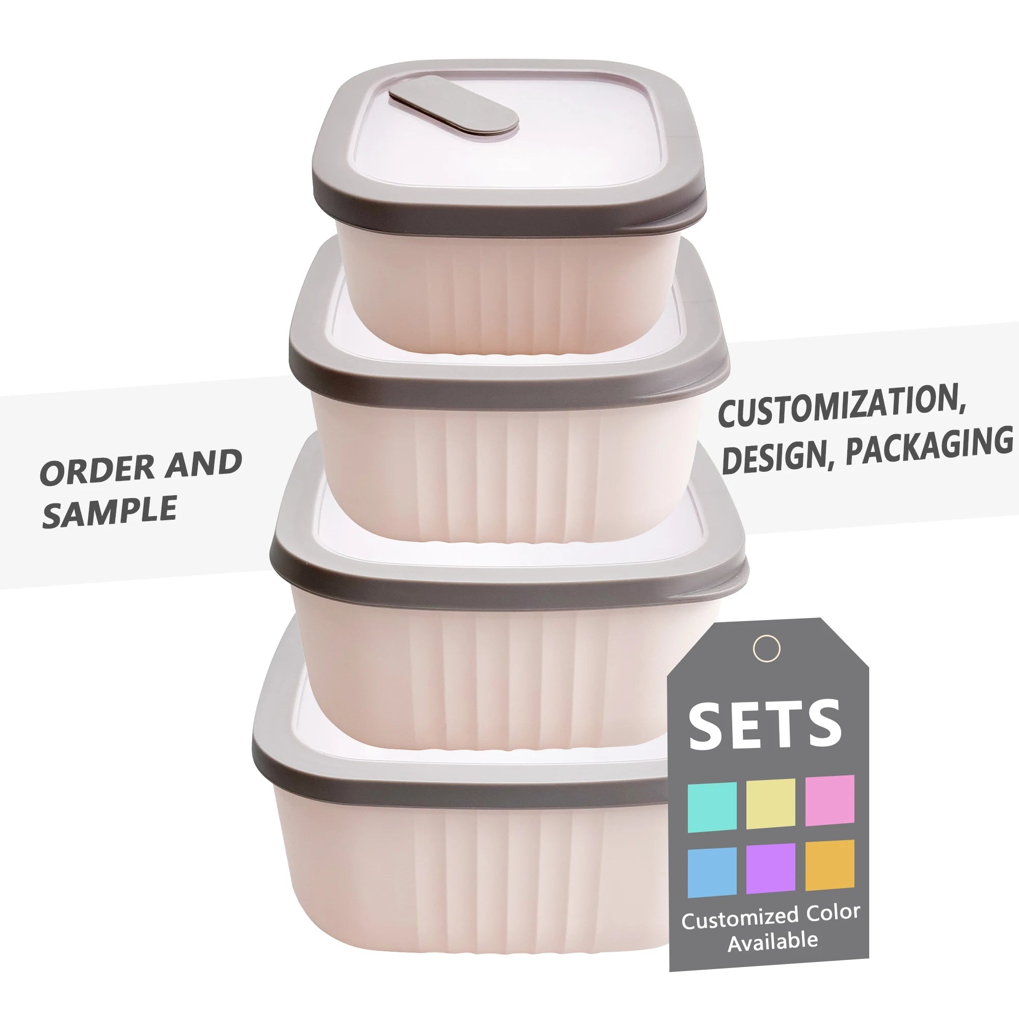 2025 New Design BPA Free Food Grade PP 4pcs Set Food Storage Container  for Convenient Food Preservation Bento Box Container