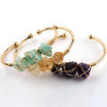 Fashion Delicate Jewelry  Different Color Random Rose Quartz Amethyst Natural Stone Charm Bangle