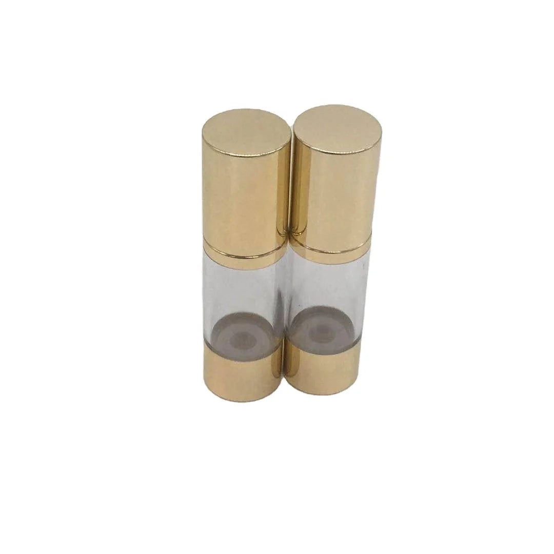 Customized Luxury Cosmetic Airless Cream Bottles with Aluminum Coated Gold Treatment Pump for Skin Care Serum & Lotion 15ml