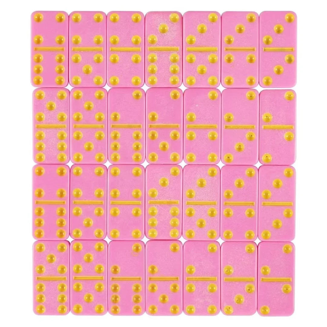 Factory Supply pink or Blue Double 6 Domino Set with Color Dot Professional Quality 28pcs 4006 Dominoes Set for Table Game