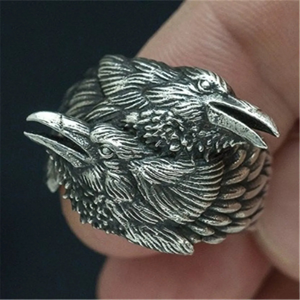 Men Ravens Ring Norse Mythology Odin Crow Stainless Steel Ring Nordic Amulet Jewelry Size 7-12