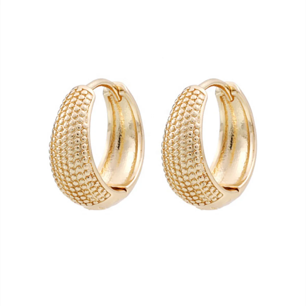 Classic Brass 18K Gold Plated Dot Bead Hoop Earrings for Women Hypoallergenic Custom Jewelry Gift Wholesale