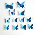12pcs/set Self-Adhesive 3D Butterfly Wall Stickers Reflective PET Wall Mirror Decal PVC Home Art Decor