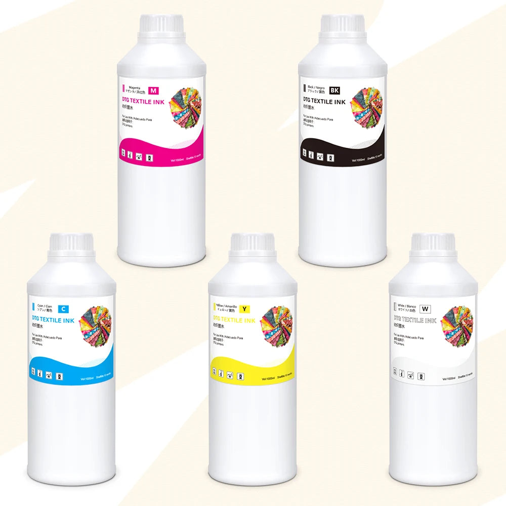 1000ml Digital Printing Textile Pigment Ink DTG Ink for Epson XP600 I3200 L1800 L805 4720 1390 DX5 DX7 Printhead