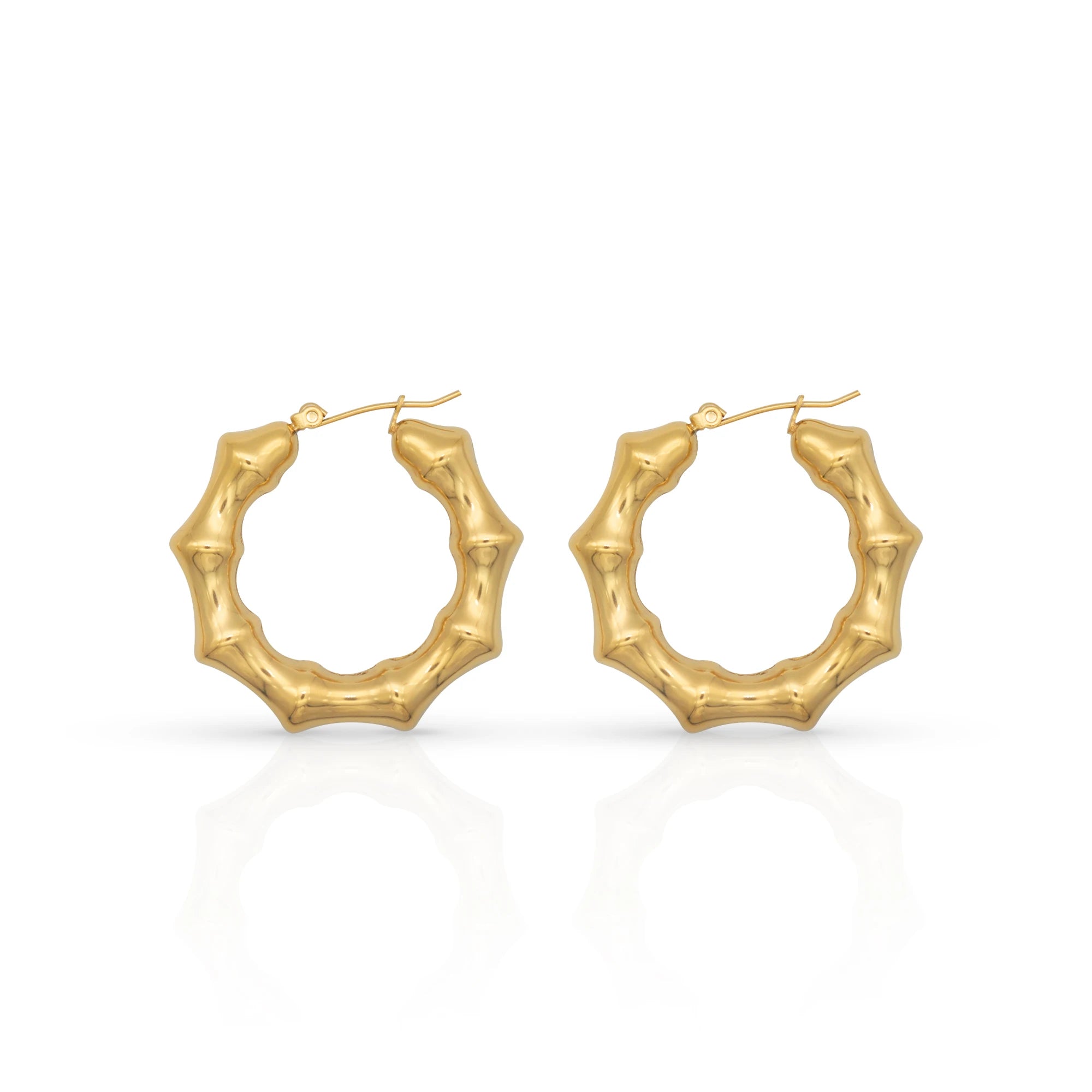 Chris April Fashion Jewelry 316L Stainless Steel PVD Gold Plated Exaggerated Geometry Hollow Hoop Earrings