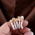 Wholesale Adjustable Pearl Gold Plated Ring Flower Pearl Rings Jewelry Women Natural Freshwater Pearls Rings