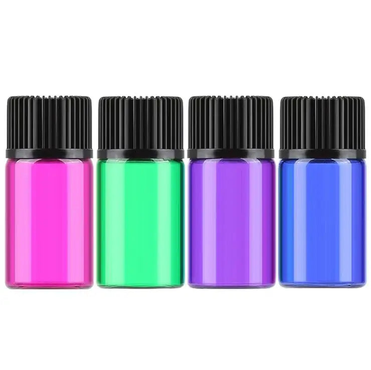 1ml 2ml 3ml 5ml Blue Green Purple Red Mini Sample Amber Glass Vial With Inner Plug and Screw Cap MegaBDM