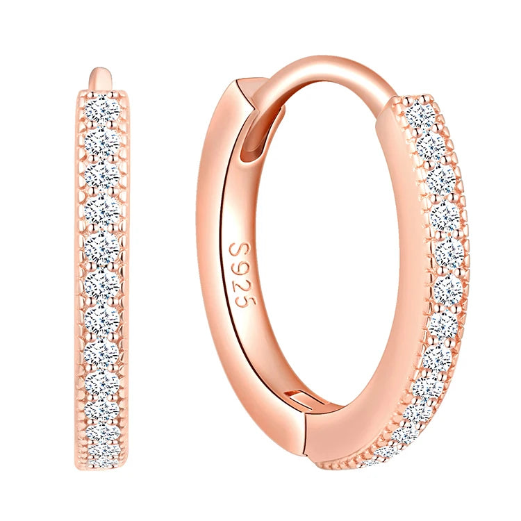 Simple 925 Sterling Silver Huggie Hoop Earrings for Women Cubic Zirconia for Wedding Party or Gift
