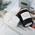 Custom Christmas Cap Matte Candle Vessels Empty Candle Container Black Glass Candle Jar With Wooden Lids