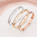 Nabest 18K Gold Plated Stainless Steel Hollow Roman Numerals Bracelet Waterproof Rhinestone Women's Fashion Bangle