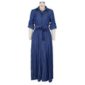 2022  New Arrival Autumn Hot Vintage Solid Color Denim Women's Shirt Dress Loose Casual Ladies Pocket Button Maxi Long Dress