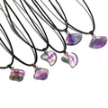 Color Fluorite Heart Pendant Rainbow Fluorite Four-leaf Clover Fan-shaped Pendant Charm for Jewelry Making Healing Meditation