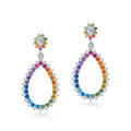 Rainbow Fine Jewelry Manufacturer Luxury Design 925 Silver Colorful CZ Diamond Big Earrings Diamond Stud Earrings for Women