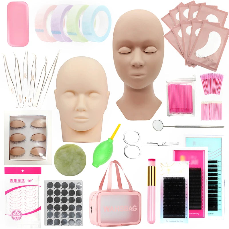 Beiqili Silicone Lash Grafting Practice Face Eyelashes Extension Training Head Mold Mannequin with Replaceable Eyelids 24-28cm
