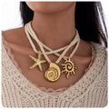 Summer Beach Jewelry Stainless Steel Gold Plated Star Shaped Ocean Sea Marine Life Large Starfish Necklace